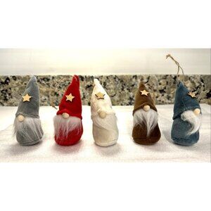 Set of 5 Christmas Gnomes Ornaments 4" Handmade Weighted Hanging or Standing VTG